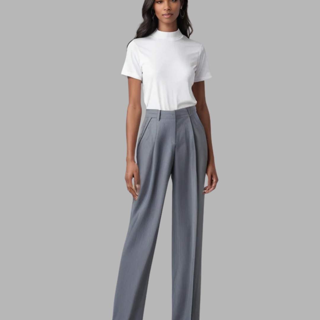 Linnea | Elegant Grey Wide Trousers