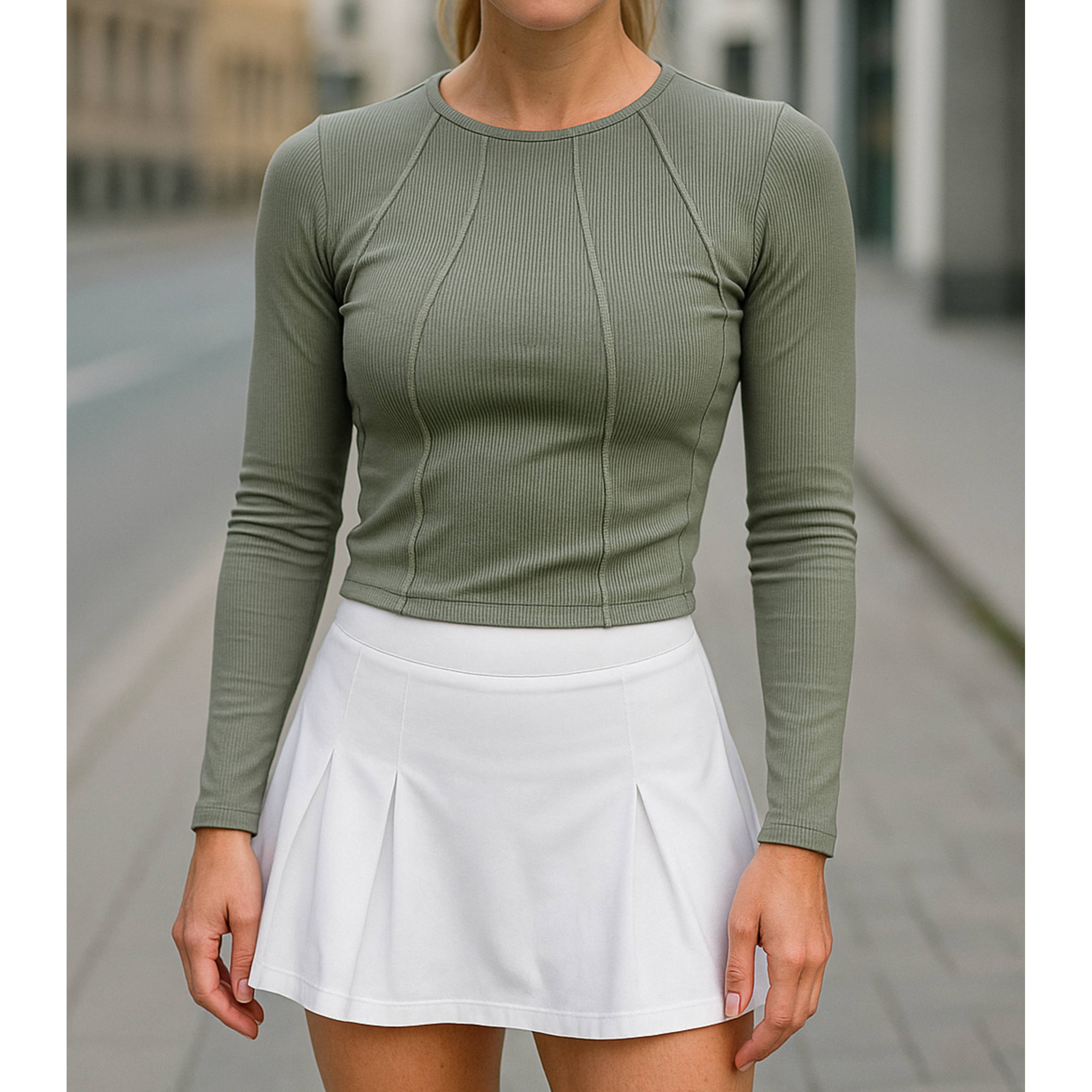 Lystina | Elegant Ribbed Long Sleeve Top