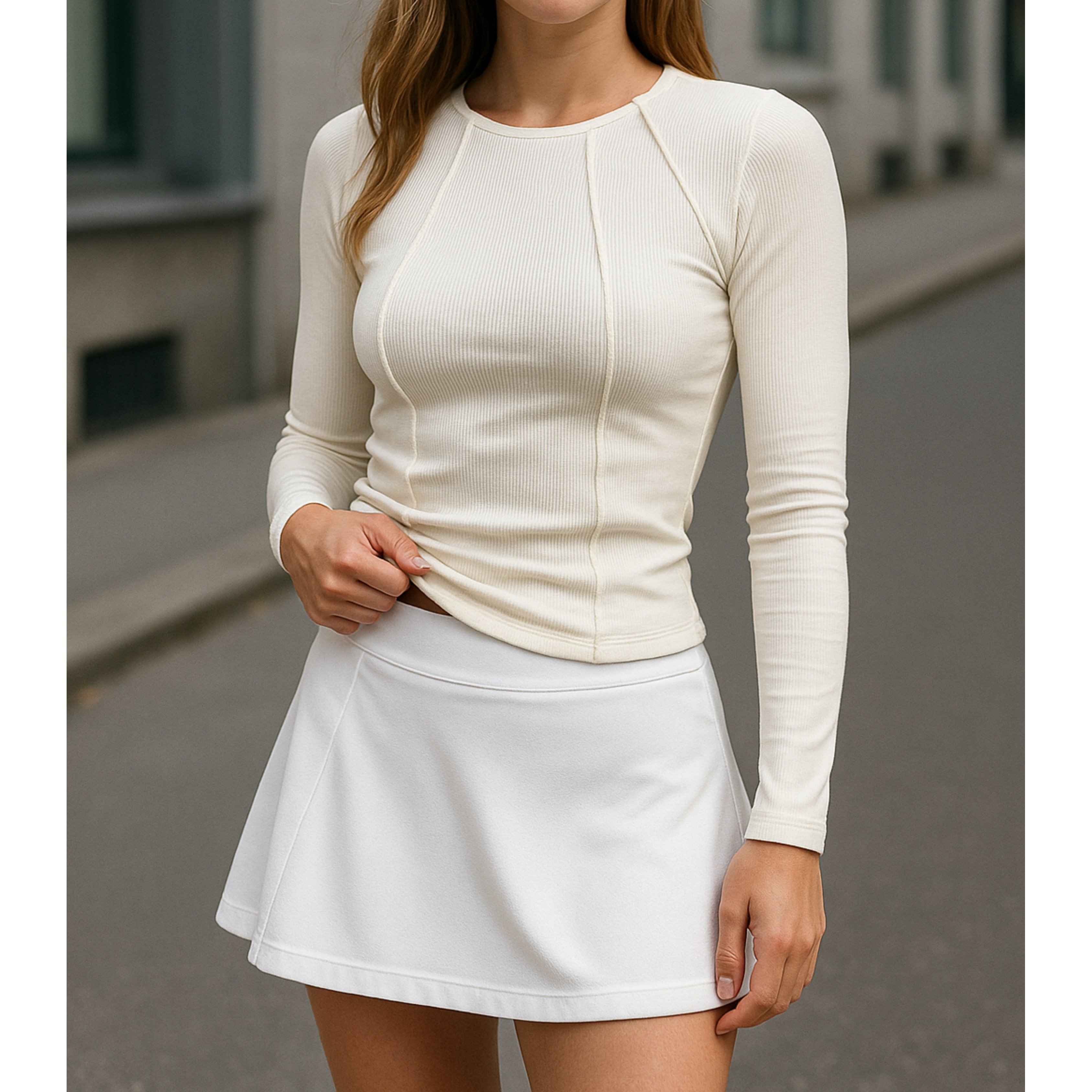 Lystina | Elegant Ribbed Long Sleeve Top