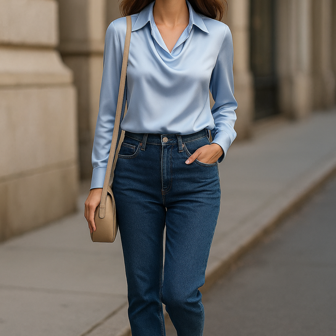 Signy | Elegant blouse with draped neckline