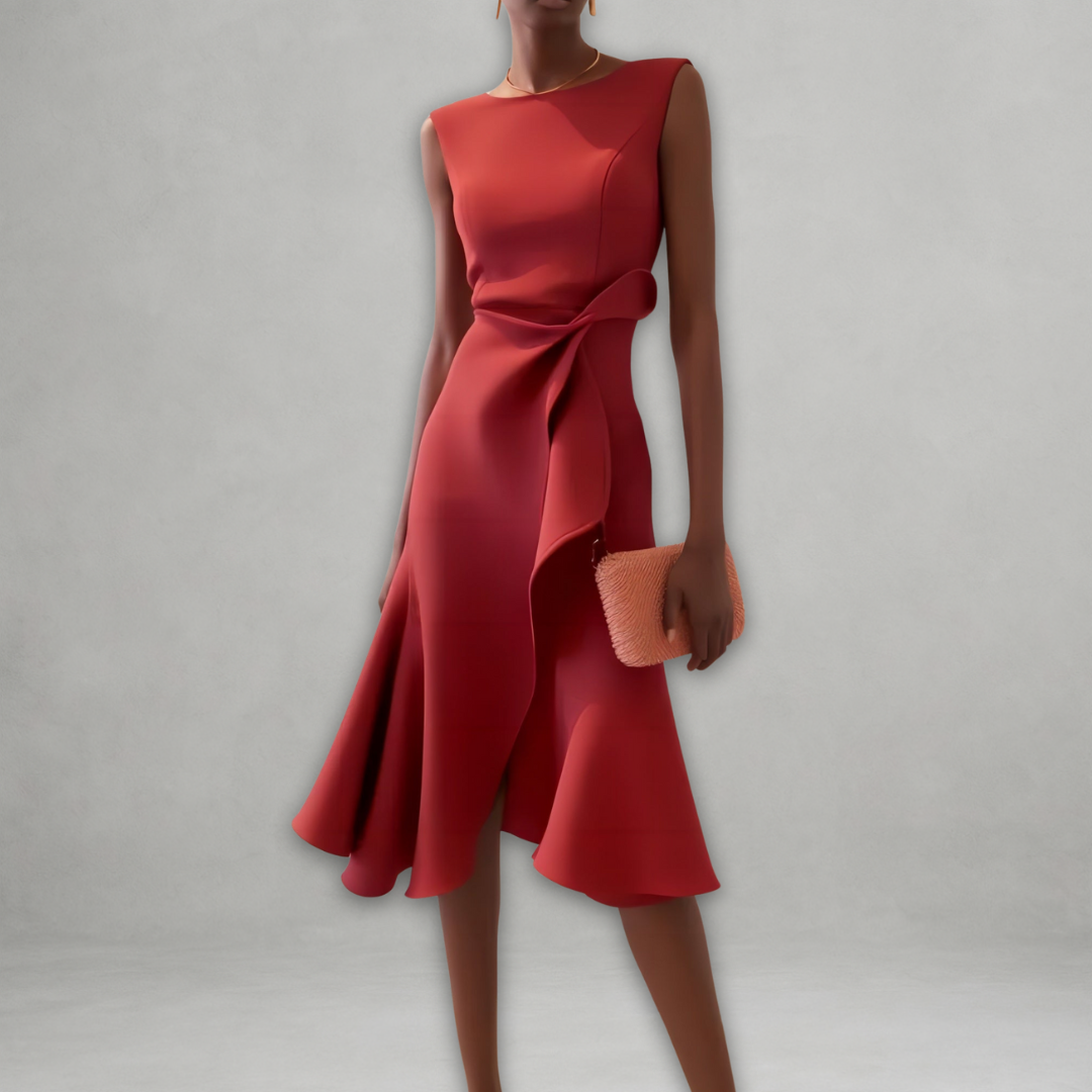 Aslaug | Elegant midi dress with ruffles