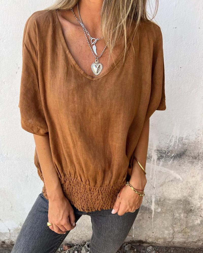 Hildur | Avslappet bluse i Ibiza-stil med V-hals