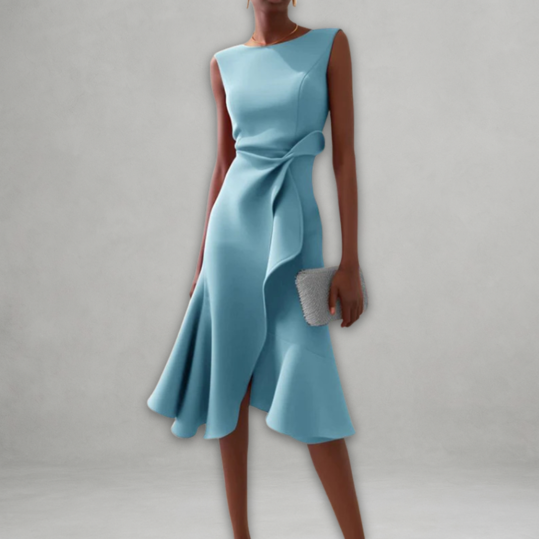 Aslaug | Elegant midi dress with ruffles