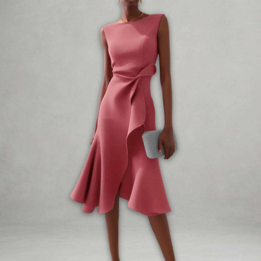 Aslaug | Elegant midi dress with ruffles