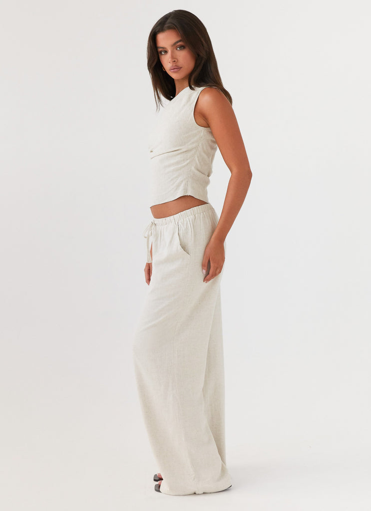 Elisa| Breeze Linen Pants - Oats