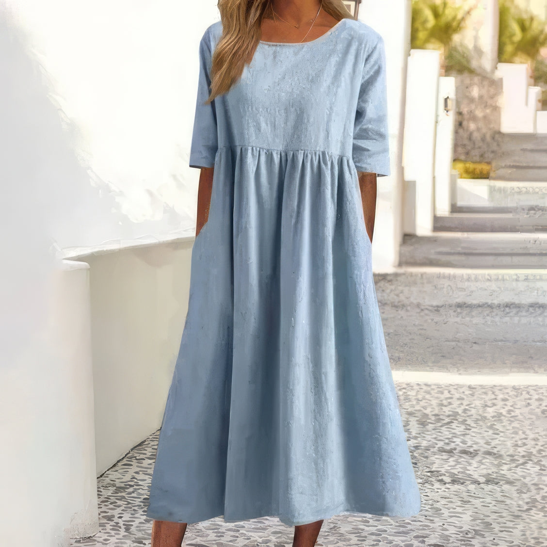 Sigrid | Casual Dress with Round Neck and Pockets